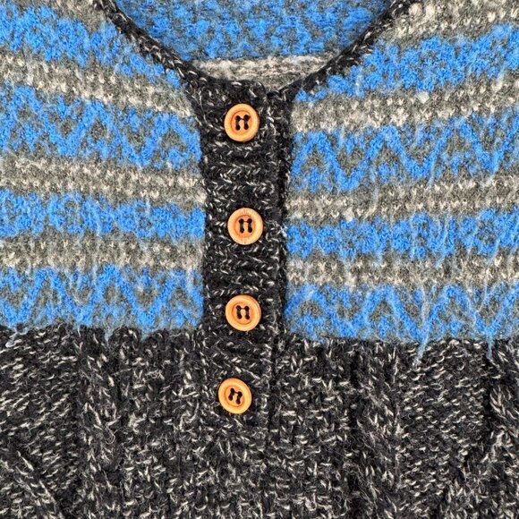 Free People Wool Blend Sweater Shirt Women's Size Medium Blue/Black - Picture 5 of 12
